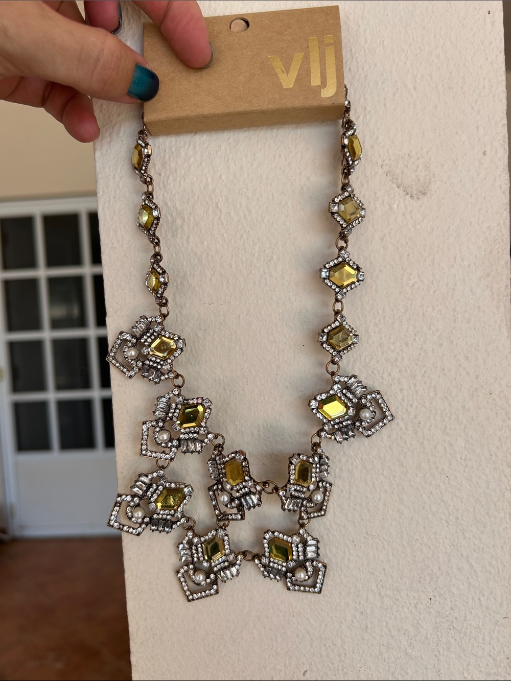 Yellow Crystal Statement Necklace